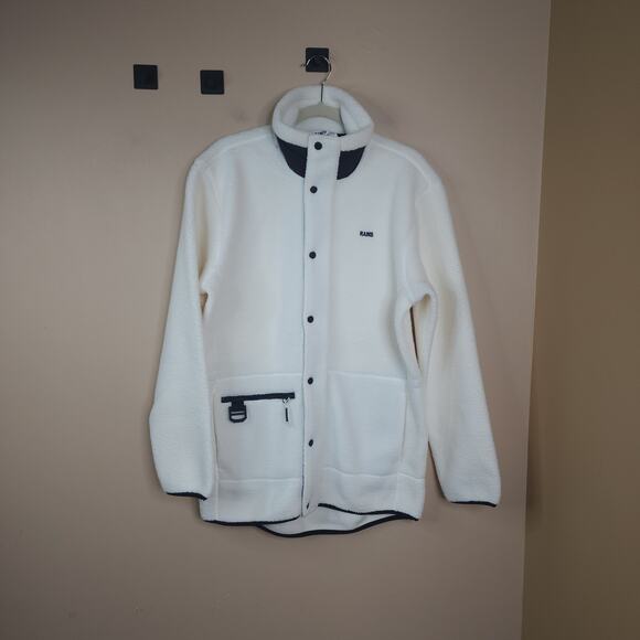 Rains Long Heavy Fleece Jacket in Fossil Size S - Picture 1 of 12